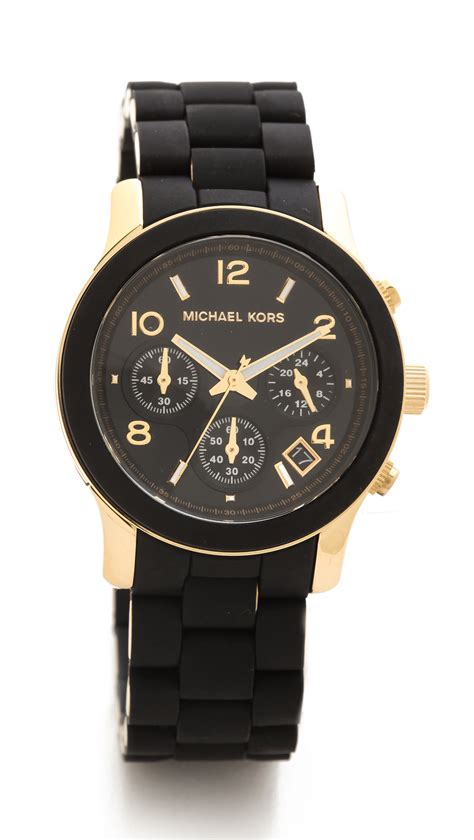 michael kors stainless steel quartz watch|Michael Kors black runway watch.